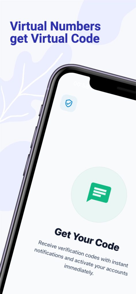 Interface de aplicativo móvel para receber códigos de verificação de SMS instantâneos com números virtuais