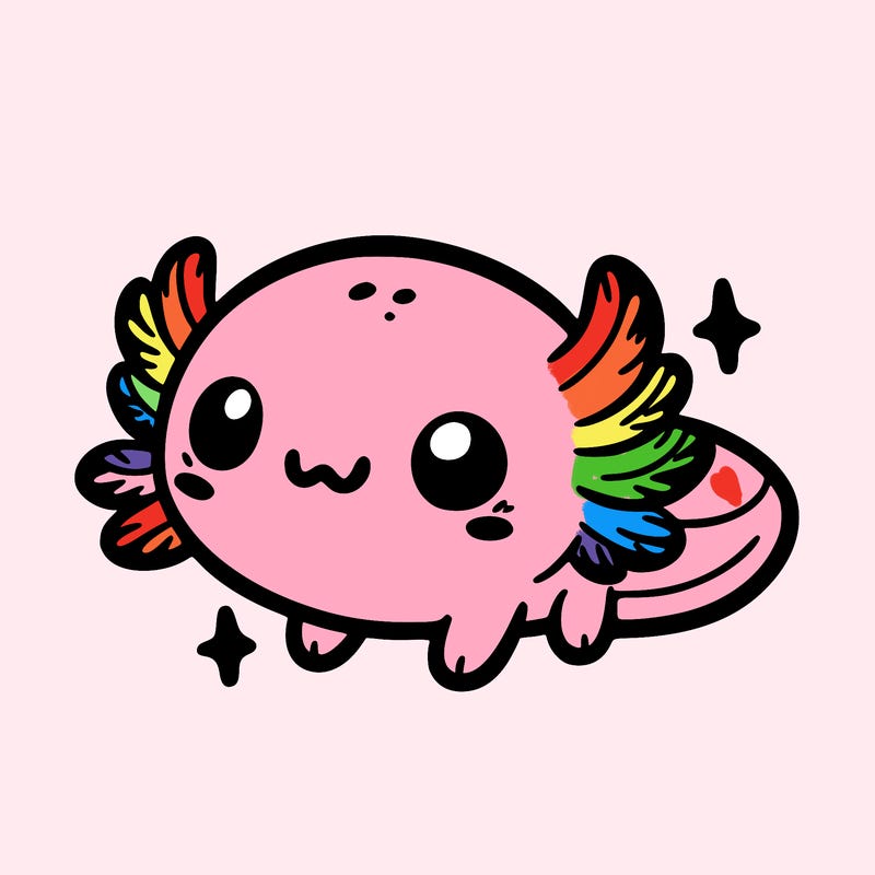 cute easy baby axolotl