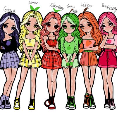 a group of girls realistic
