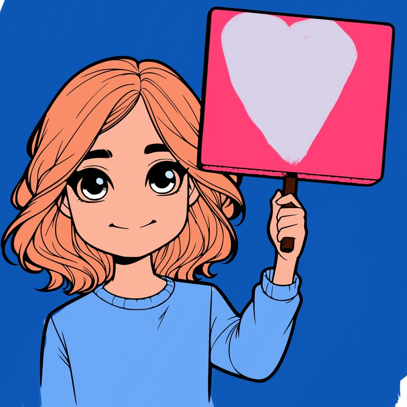 realistic girl holding up a sign