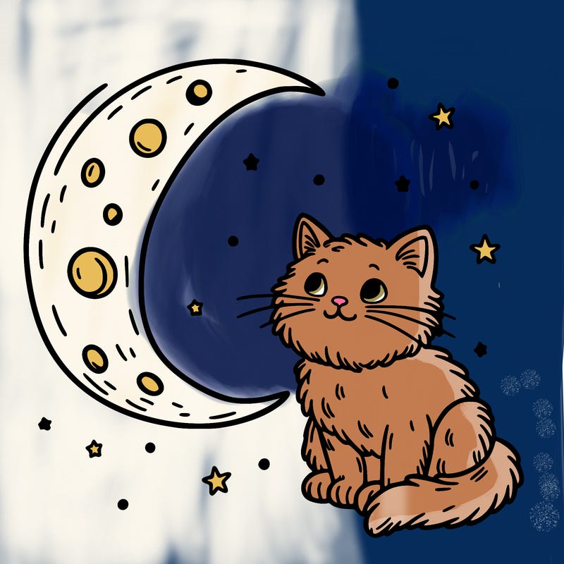 cat on the moon