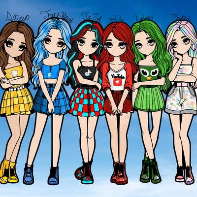 a group of girls realistic