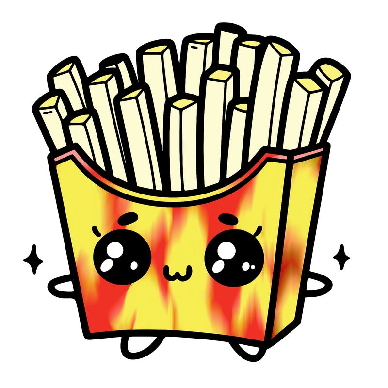 a cute. french fries