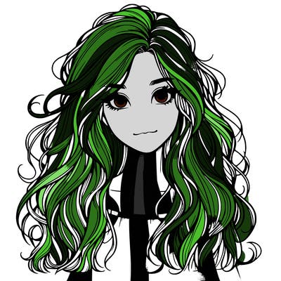 realistic girl with long messy hair
