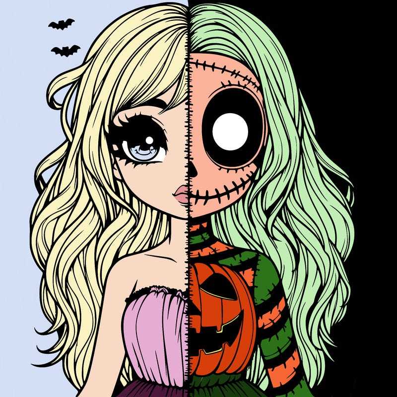 realistic girl halloween split