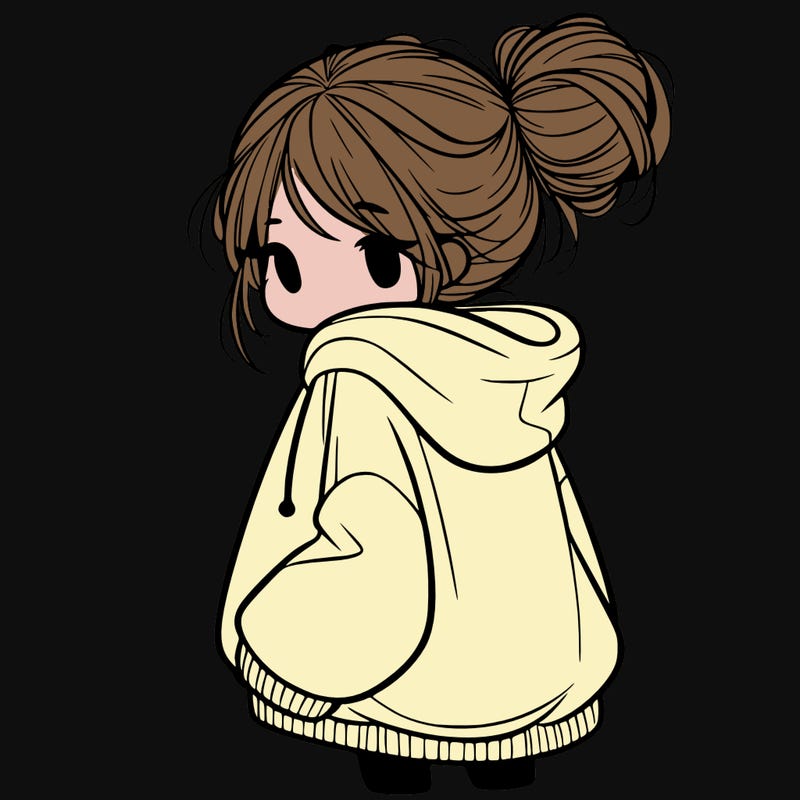 girl in baggy sweatshirt with messy bun