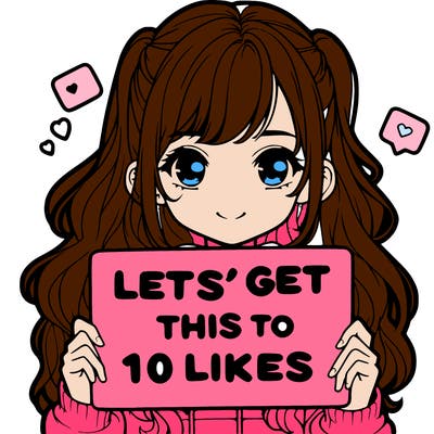 girl holding up sign that says let’s get this to 10 likes realistic