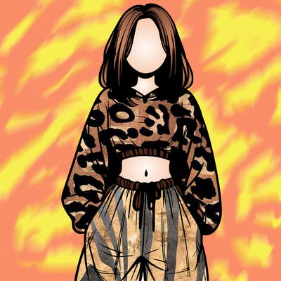 realistic girl faceless with baggy pants and a crop top