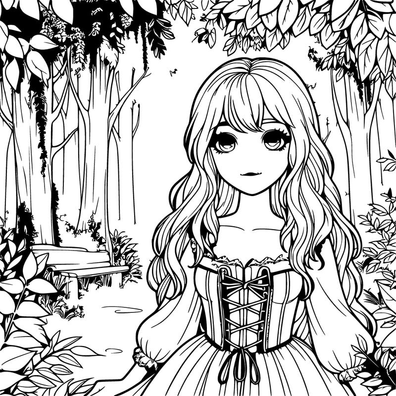 realistic girl in an enchanted forest