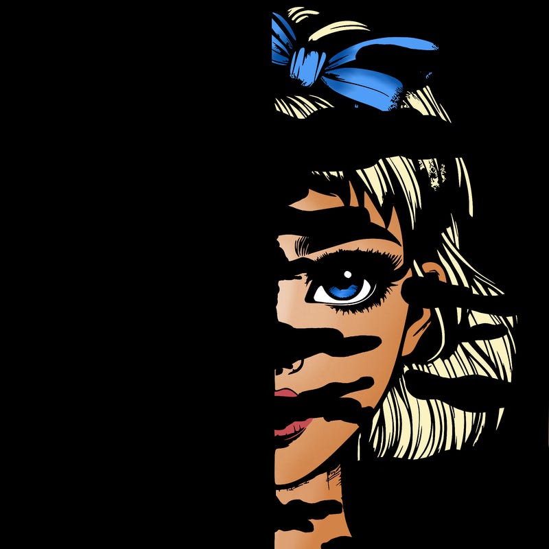 realistic girl with half skull mask