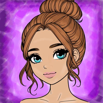 realistic pretty girl with hair in bun