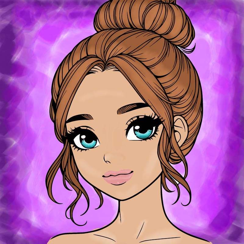 realistic pretty girl with hair in bun