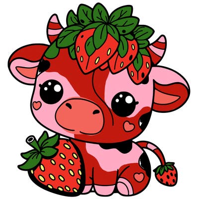 cute strawberry cow