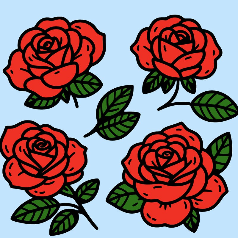 cute four pieces roses
