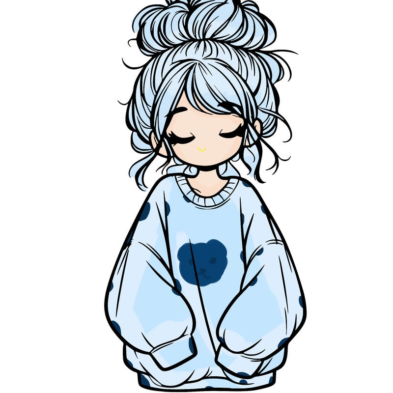 girl with baggy sweatshirt and messy bun