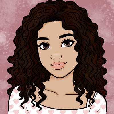 realistic, teenage girl with curly hair