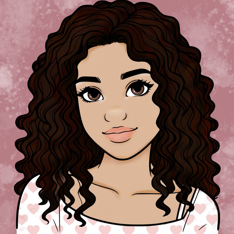 realistic, teenage girl with curly hair