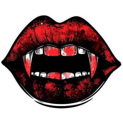 lips with vampire teeth