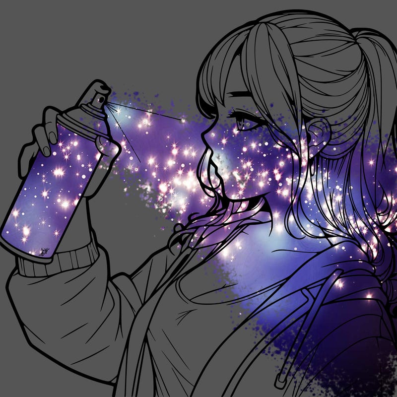 a realistic girl spray, painting