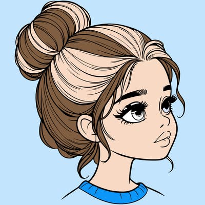 realistic girl with bun