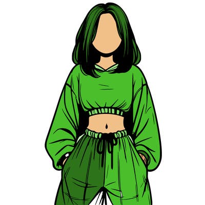 realistic girl faceless with baggy pants and a crop top