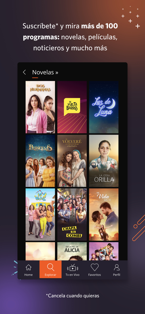 América tvGO Internacional - America tvGO mobile app displaying a catalog of Peruvian telenovelas