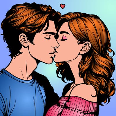 realistic couple kissing