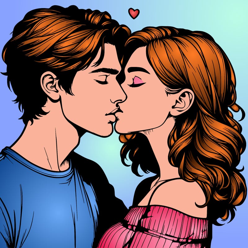 realistic couple kissing