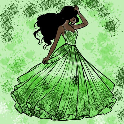 realistic woman with dress flowing in the wind