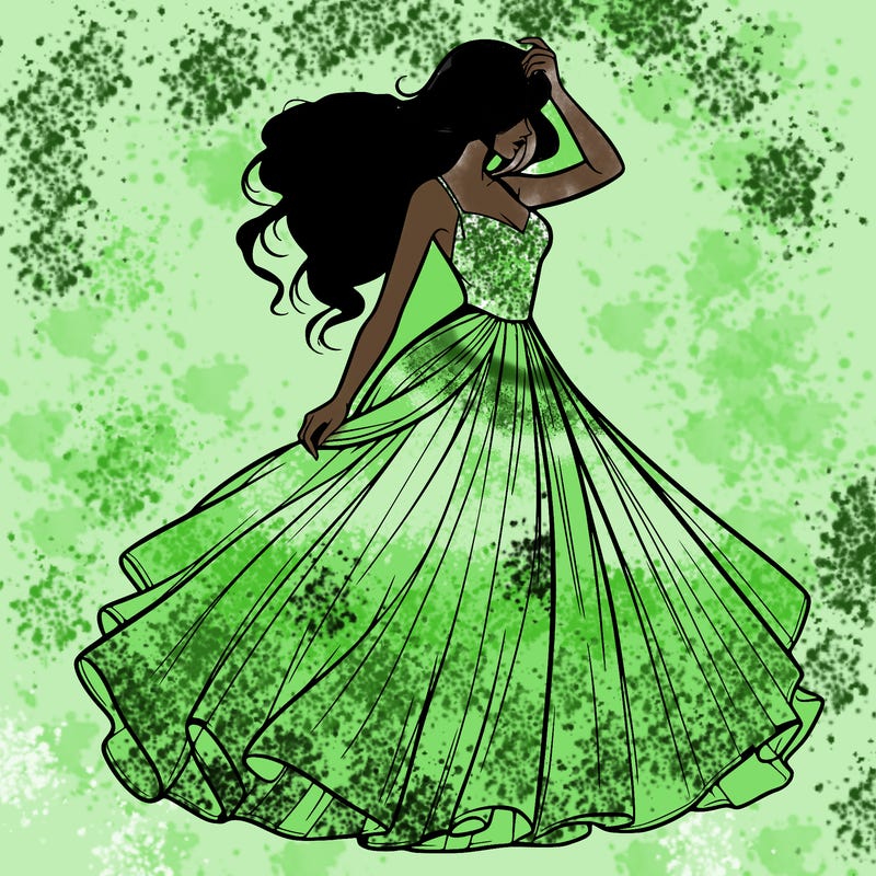 realistic woman with dress flowing in the wind