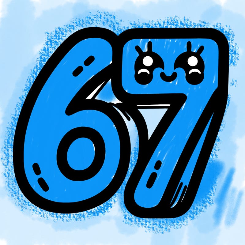 the numbers 67