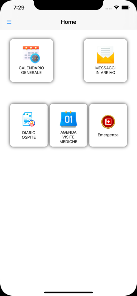 NetClinic Next - NetClinic Next mobile app home dashboard with menu icons for calendar, messages, patient diary, and medical visits