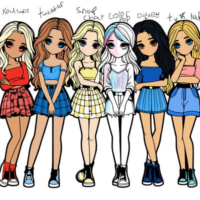 a group of girls realistic