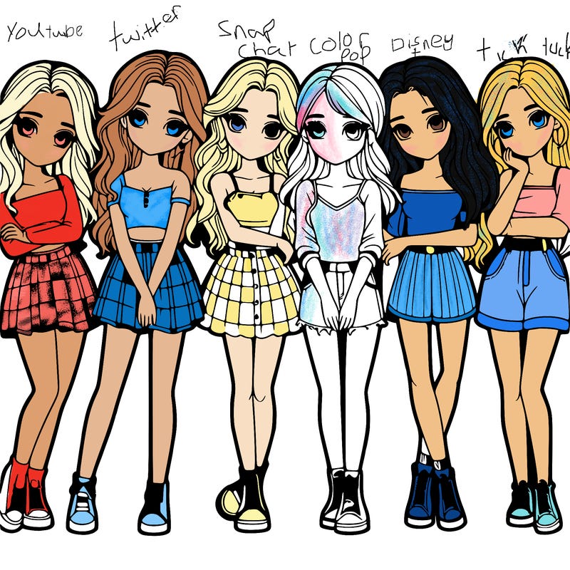 a group of girls realistic