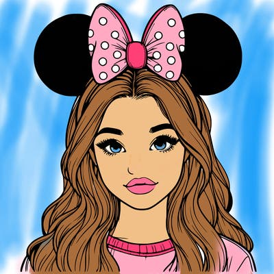 aesthetic realistic girl wearing mickey mouse ears