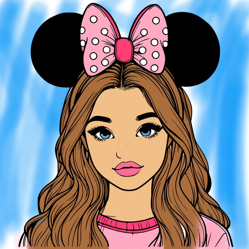 aesthetic realistic girl wearing mickey mouse ears