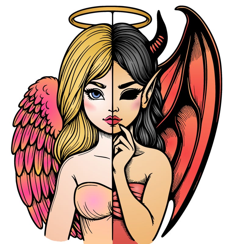 realistic angel half demon