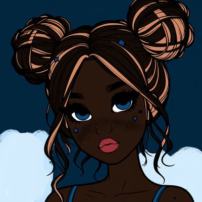realistic girl with space buns