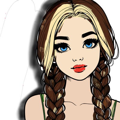 realistic girl with braids