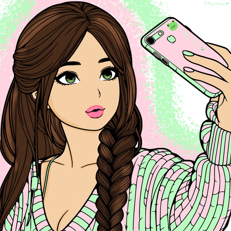 realistic girl, taking a selfie