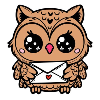 cute owl holding an envelope