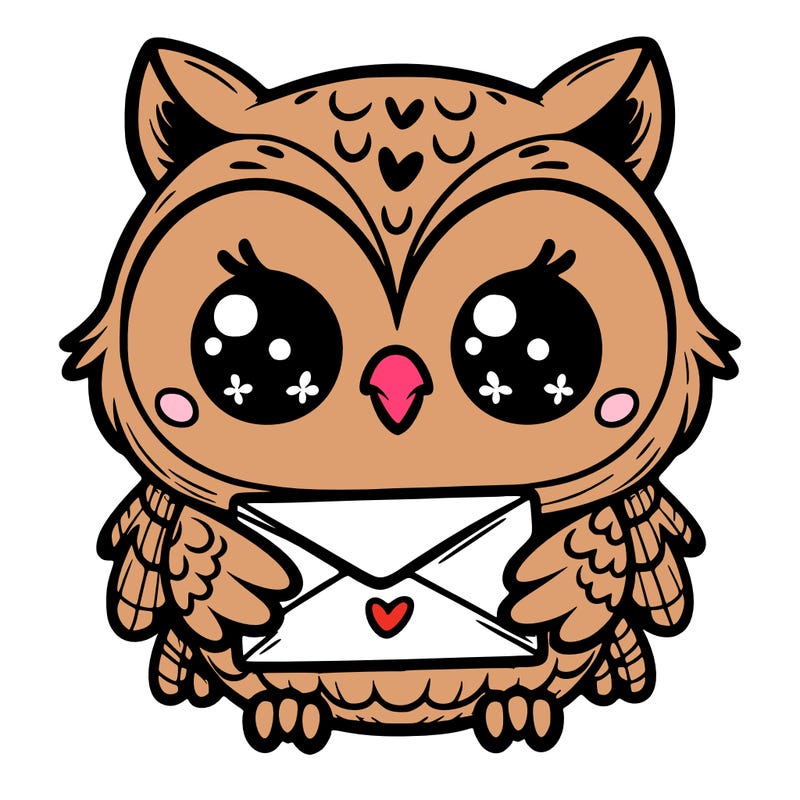 cute owl holding an envelope