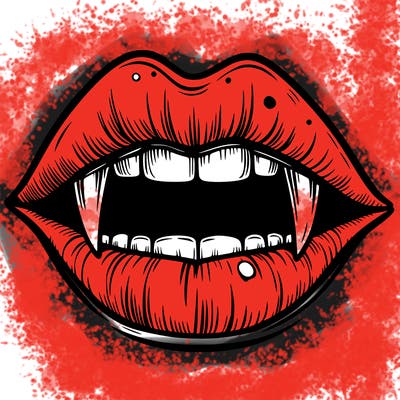 lips with vampire teeth