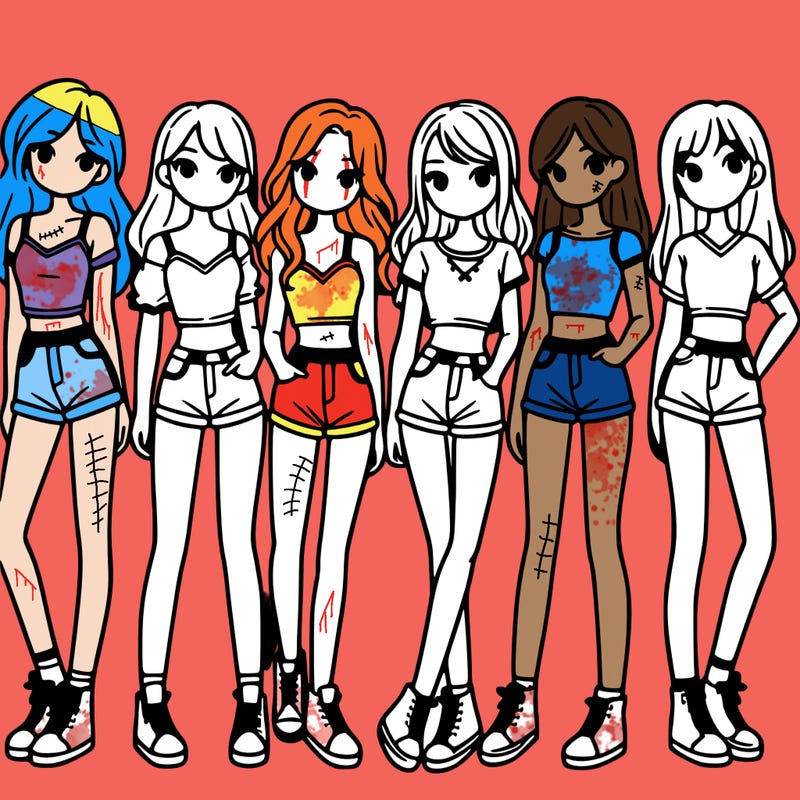 a group of girls wearing crop tops and shorts