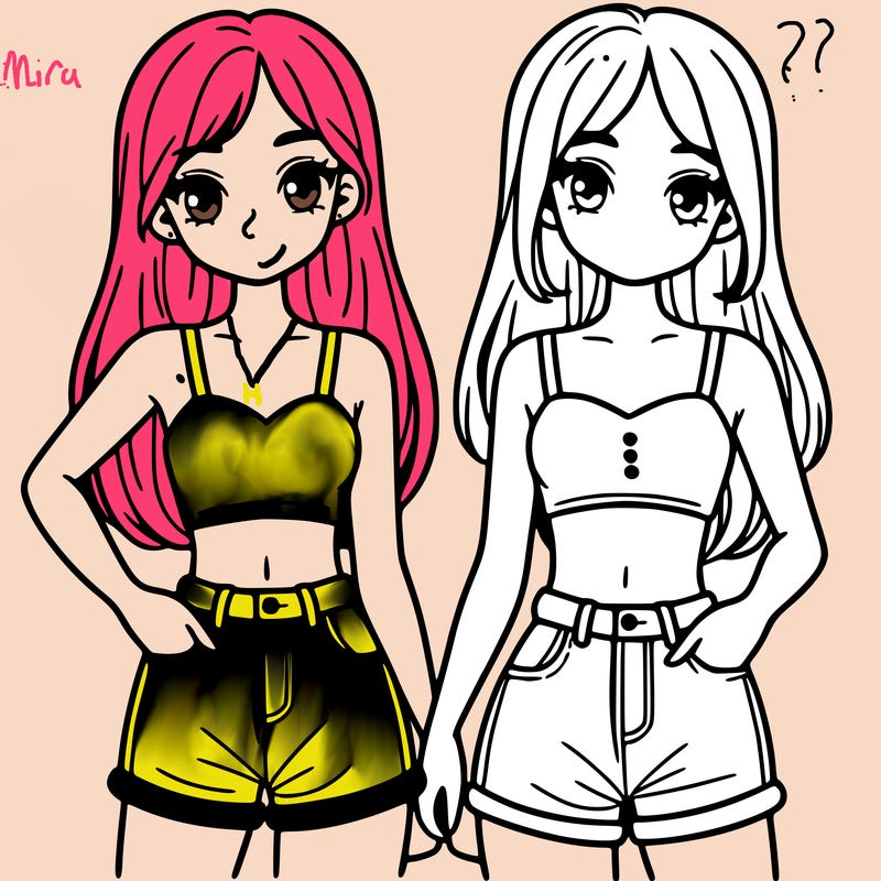 two sisters with crop tops and jean shorts and straight hair