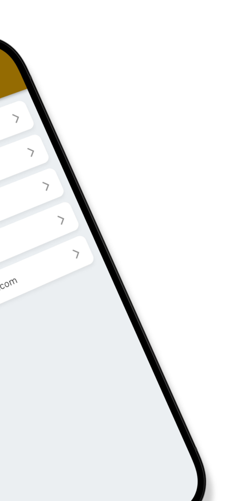Larryta Agent - Mobile screen showing a vertical list of menu items with navigation arrows in the Larryta Agent app