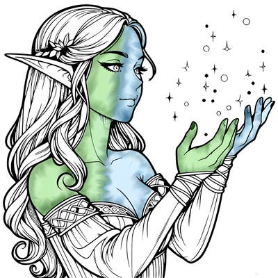realistic elf girl doing magic