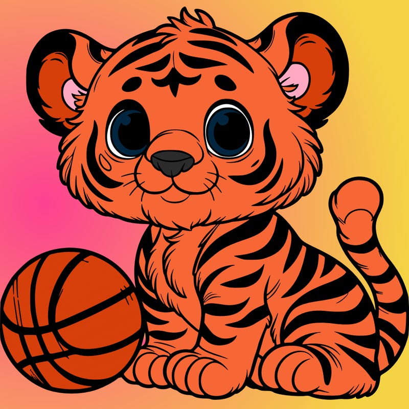 tiger cub with basketball