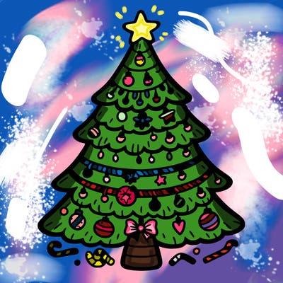 christmas tree with lots of details