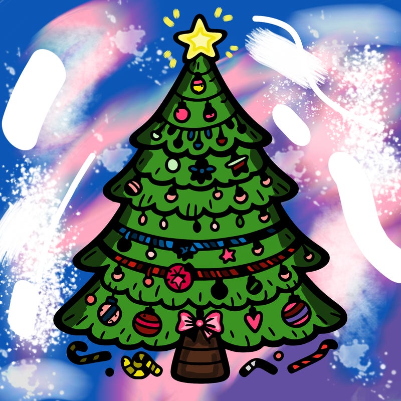 christmas tree with lots of details